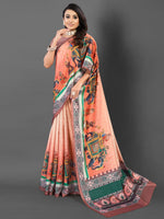 Saree Mall Women's  Blend Peach Printed Designer Saree With Blouse Piece-AFREN103