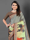 Saree Mall Women's  Blend Grey Printed Designer Saree With Blouse Piece-AFREN104