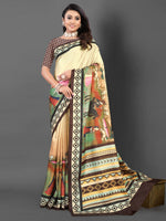 Saree Mall Women's  Blend Beige Printed Designer Saree With Blouse Piece-AFREN106