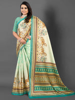 Saree Mall Women's  Blend Beige Printed Designer Saree With Blouse Piece-AFREN107