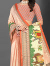 Saree Mall Women's  Blend Peach Printed Designer Saree With Blouse Piece-AFREN108