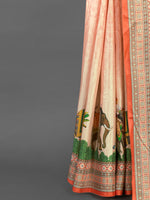 Saree Mall Women's  Blend Peach Printed Designer Saree With Blouse Piece-AFREN108