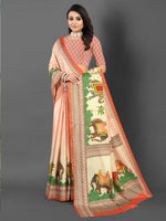 Saree Mall Women's  Blend Peach Printed Designer Saree With Blouse Piece-AFREN108