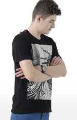 Huetrap Black Mens Short Sleeve Graphic Printed Tshirt-HT17MKGRABLK00681