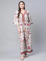 Women Floral Standard Beige Jumpsuits & Sets