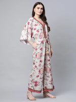 Women Floral Standard Beige Jumpsuits & Sets