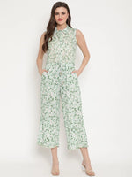 Women Floral Standard Light Green Jumpsuits & Sets