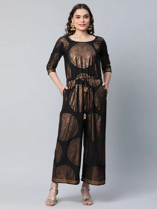 Women Paisley Standard Black Jumpsuits & Sets