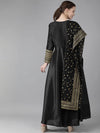 Ahalyaa Poly Silk Solid Kurta With Dupatta