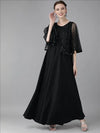 Ahalyaa Women'S Black Crepe Maxi Dress