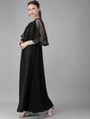 Ahalyaa Women'S Black Crepe Maxi Dress