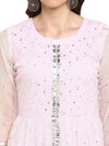 Ahalyaa Women'S Light Pink Crepe & Net Printed Kurta