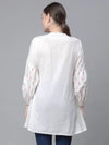 Ahalyaa Women Off White Pure Cotton Printed Tunic