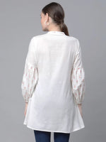 Ahalyaa Women Off White Pure Cotton Printed Tunic