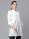 Ahalyaa Women Off White Pure Cotton Printed Tunic