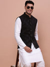 Men Woven Design Black Slim Fit Nehru Jacket-AK-1102A-5-Black