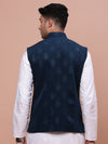 Men Woven Design Teal Slim Fit Nehru Jacket-AK-1102A-6-Teal