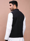 Men Solid Black Slim Fit Nehru Jacket-AK-12527-18-Black