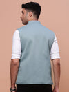 Men Solid Sea Green Slim Fit Nehru Jacket-AK-12527-20-Seagreen