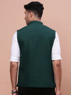 Men Solid Green Slim Fit Nehru Jacket-AK-12527-4-Green