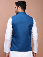 Men Solid Turquoise Blue Slim Fit Nehru Jacket-AK-12527-6-Turquoiseblue