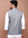 Men Solid Grey Slim Fit Nehru Jacket-AK-12527-9-Grey