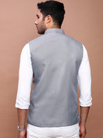 Men Solid Grey Slim Fit Nehru Jacket-AK-12527-9-Grey