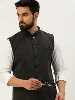 Men Mandarin Collar Solid Grey Nehru Jacket-AK-1642-1-Grey