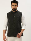 Men Mandarin Collar Solid Grey Nehru Jacket-AK-1642-1-Grey