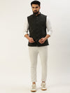 Men Mandarin Collar Solid Grey Nehru Jacket-AK-1642-1-Grey