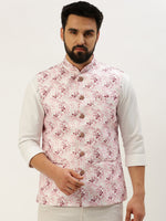 Men Mandarin Collar Solid Pink Nehru Jacket-AK-2611-1-Pink