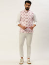 Men Mandarin Collar Solid Pink Nehru Jacket-AK-2611-1-Pink