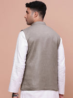 Men Solid Brown Slim Fit Nehru Jacket-AK-3618-26-Brown