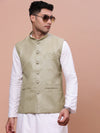 Men Solid Green Slim Fit Nehru Jacket-AK-3618-28-Green