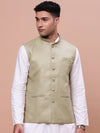 Men Solid Green Slim Fit Nehru Jacket-AK-3618-28-Green