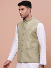 Men Solid Green Slim Fit Nehru Jacket-AK-3618-28-Green