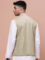 Men Solid Green Slim Fit Nehru Jacket-AK-3618-28-Green