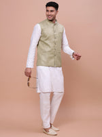 Men Solid Green Slim Fit Nehru Jacket-AK-3618-28-Green