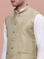 Men Solid Green Slim Fit Nehru Jacket-AK-3618-28-Green