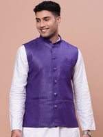 Men Solid Violet Slim Fit Nehru Jacket-AK-3618-30-Violet