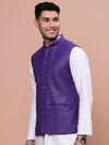 Men Solid Violet Slim Fit Nehru Jacket-AK-3618-30-Violet