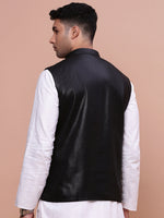 Men Solid Black Slim Fit Nehru Jacket-AK-3618-36-Black