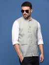 Men Solid Sea Green Slim Fit Nehru Jacket-AK-51340-16-Seagreen