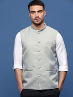 Men Solid Sea Green Slim Fit Nehru Jacket-AK-51340-16-Seagreen