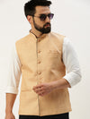 Men Mandarin Collar Solid Peach Nehru Jacket-AK-51340-32-Peach