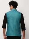 Men Mandarin Collar Solid Blue Nehru Jacket-AK-51340-7-Blue