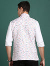 Men Printed Off White Slim Fit Nehru Jacket-AK-619-3-Offwhite