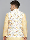 Men Mandarin Collar Printed Cream Nehru Jacket-AK-A-527-Cream