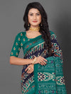 Saree Mall Women's Bhagalpuri  Navy Blue Printed Designer Saree With Blouse Piece-ALFA104