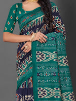 Saree Mall Women's Bhagalpuri  Navy Blue Printed Designer Saree With Blouse Piece-ALFA104